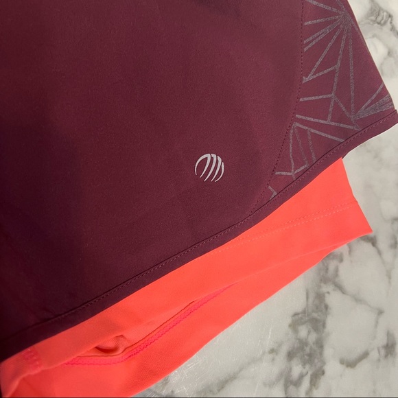 Dri Fit Double Layer Athletic Shorts Burgundy Orange - Picture 3 of 5